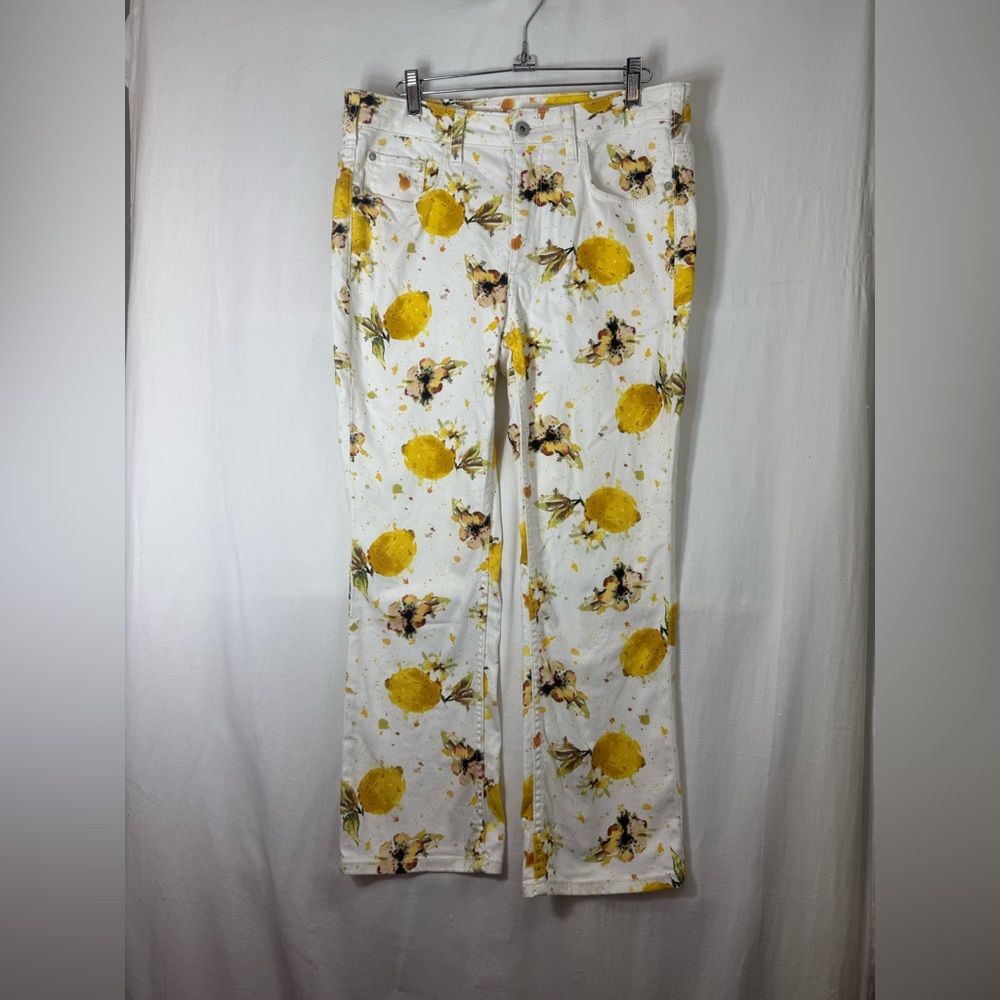 Pilcro and the Letterpress Floral Boot Cut Jeans - Yellow and Black
